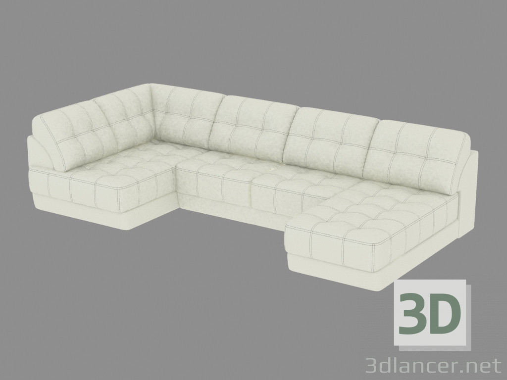 3d model Sofa-transformer angular leather - preview