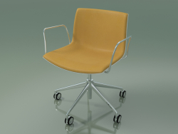 Silla 2048 (5 ruedas, con reposabrazos, cromo, con tapizado delantero, PO00401)