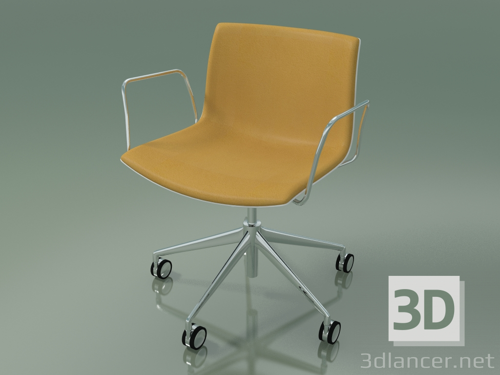 Modelo 3d Cadeira 2048 (5 rodízios, com braços, cromado, com acabamento frontal, PO00401) - preview