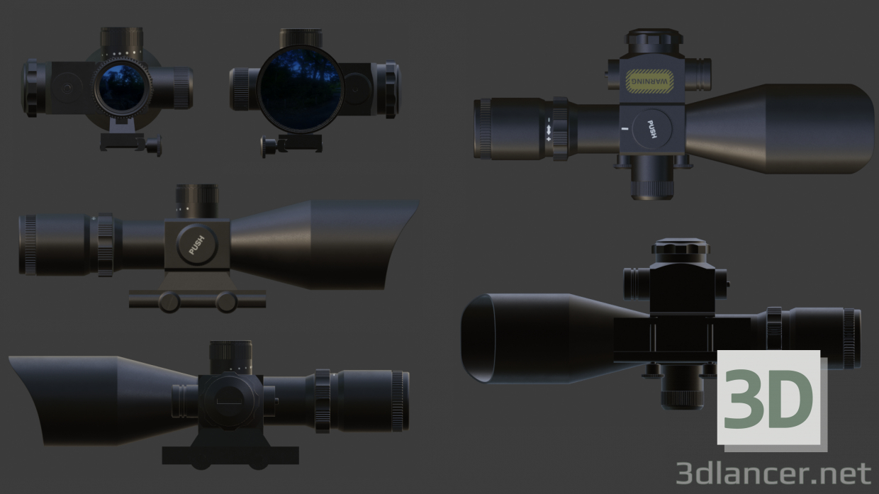 3d Optical sight 2.5-10X model buy - render