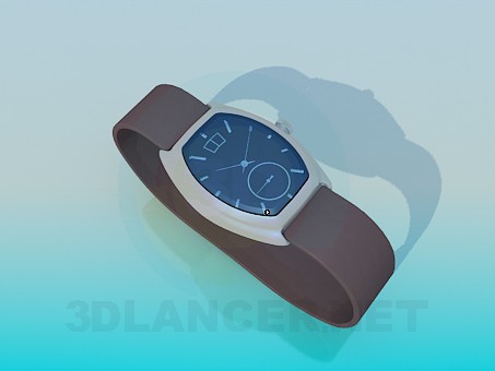 modèle 3D Montre homme avec bracelet en cuir - preview