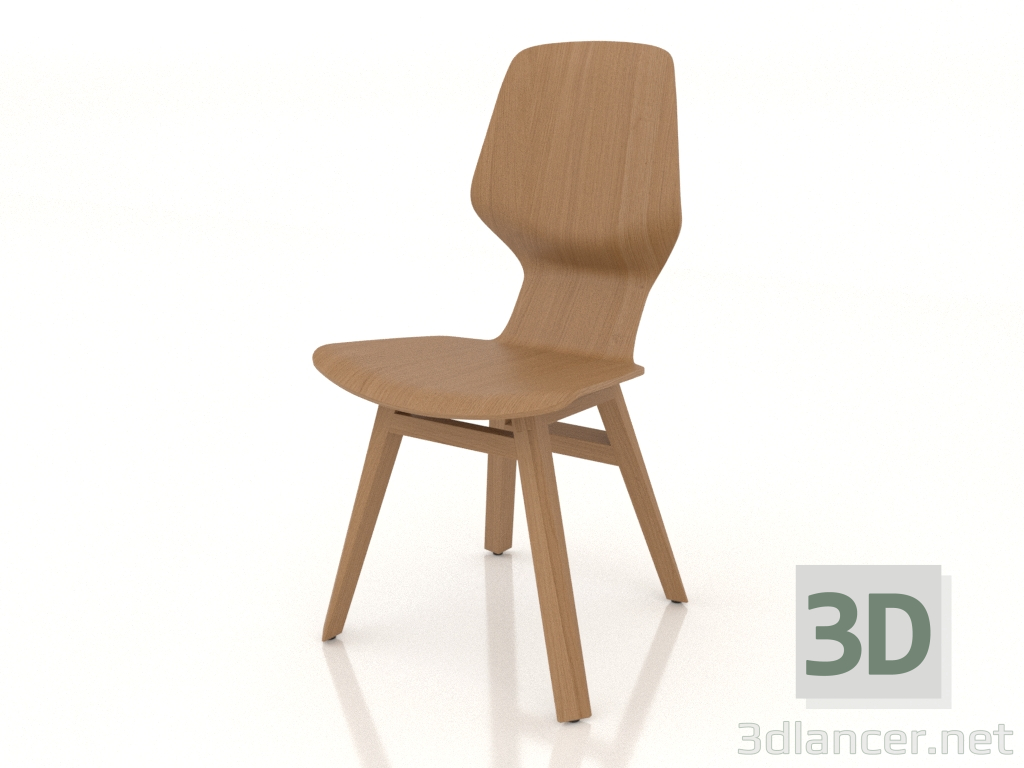 3d model Una silla con base de madera. - vista previa