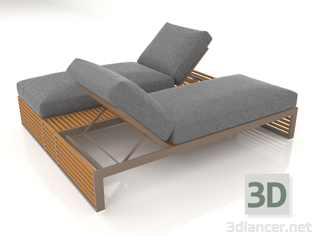 3D modeli Suni ahşaptan yapılmış alüminyum çerçeveli dinlenme için çift kişilik yatak (Bronz) - önizleme