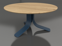 Mesa de centro Ø80 (Gris azul, madera de Iroko)