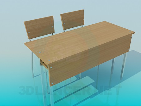 modèle 3D Un bureau avec chaises - preview