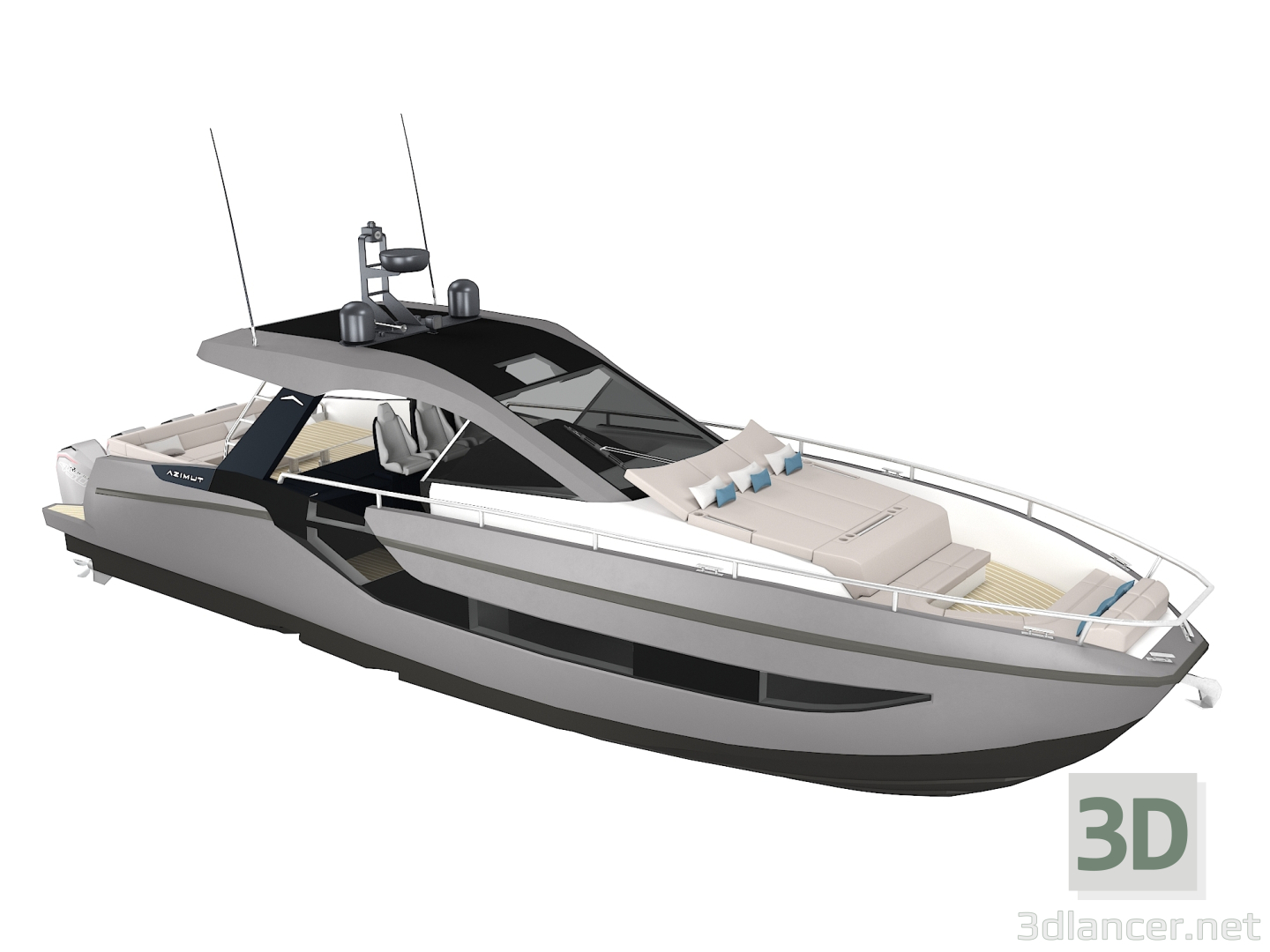 3D Motoryat Azimut Verve 47 modeli satın - render