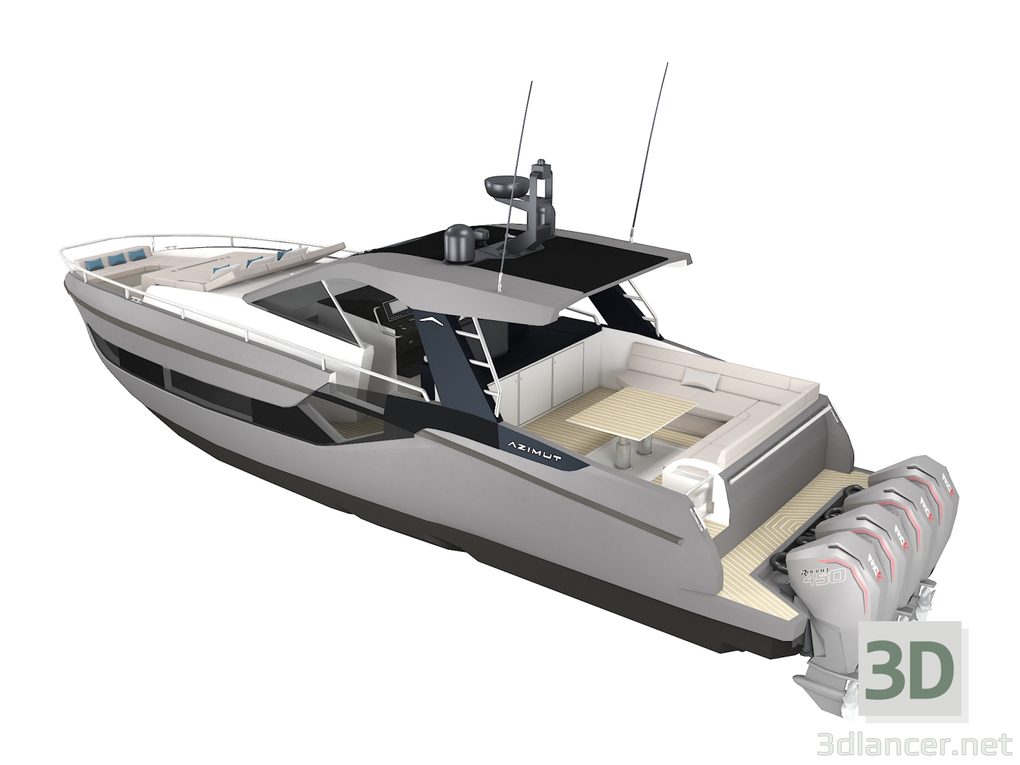 3D Motoryat Azimut Verve 47 modeli satın - render