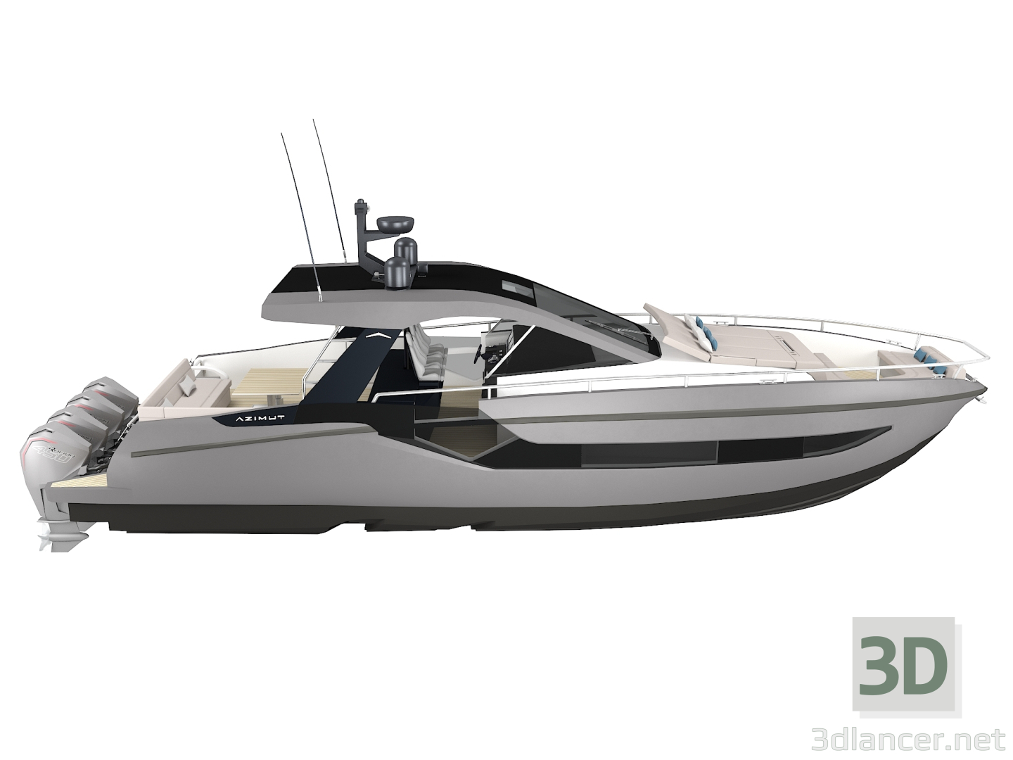 3D Motoryat Azimut Verve 47 modeli satın - render