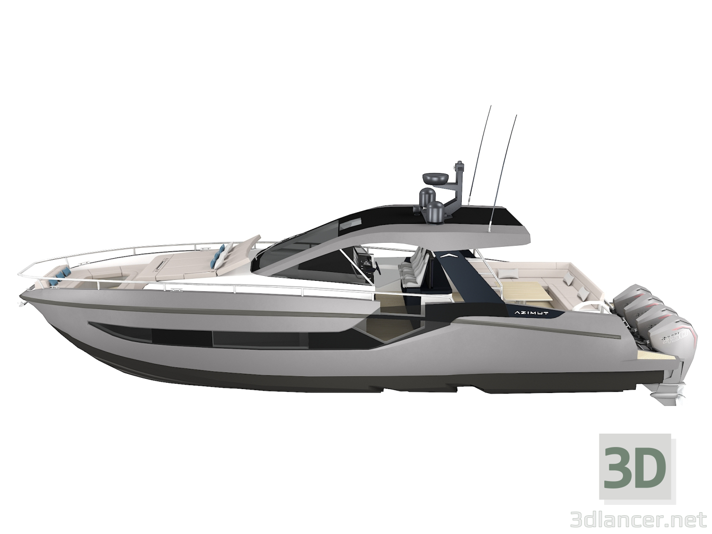 3D Motoryat Azimut Verve 47 modeli satın - render