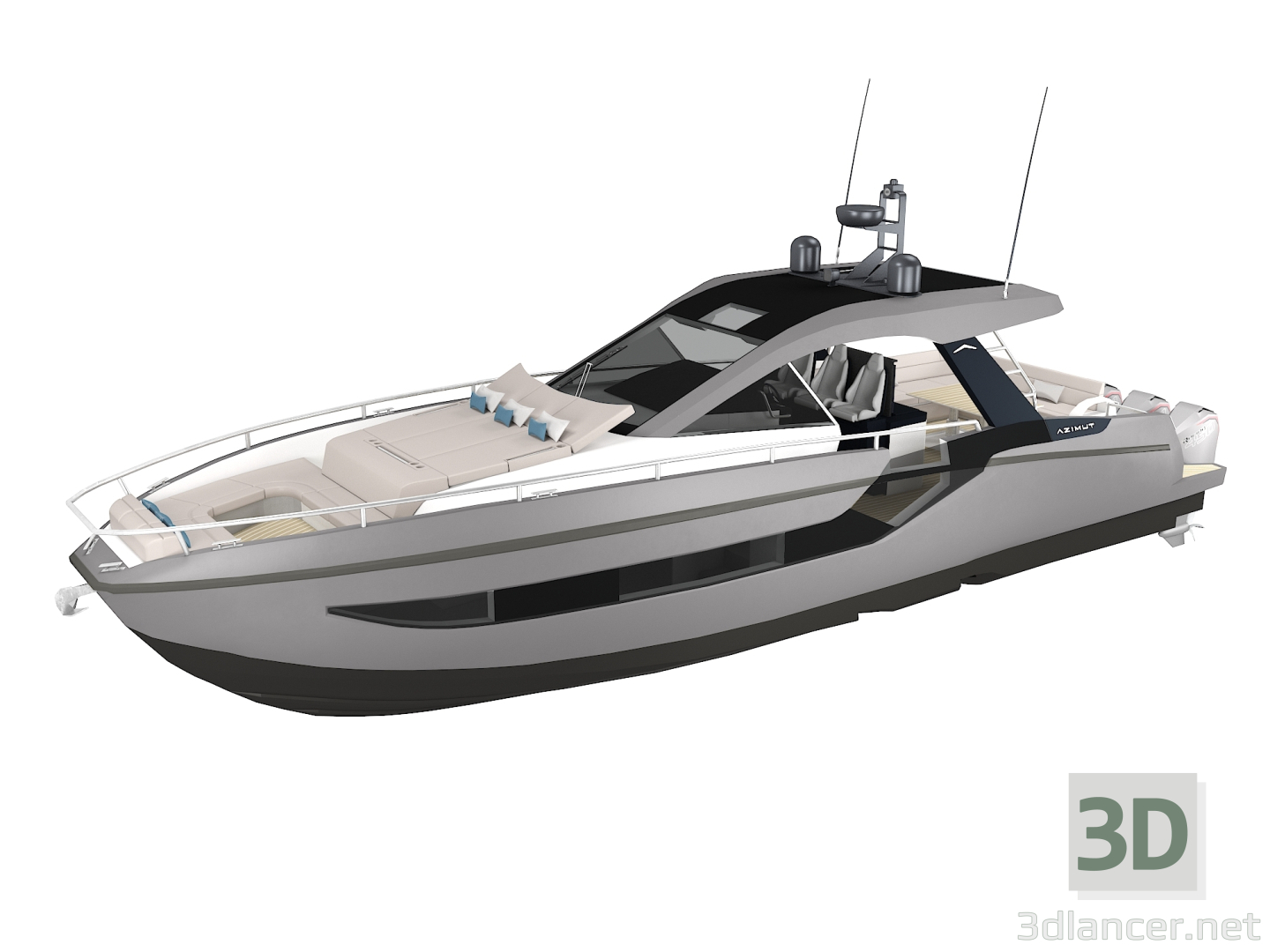 3D Motoryat Azimut Verve 47 modeli satın - render