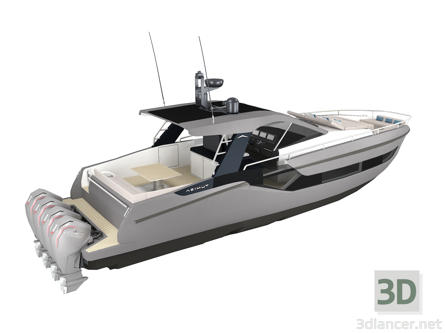 3D Motoryat Azimut Verve 47 modeli satın - render