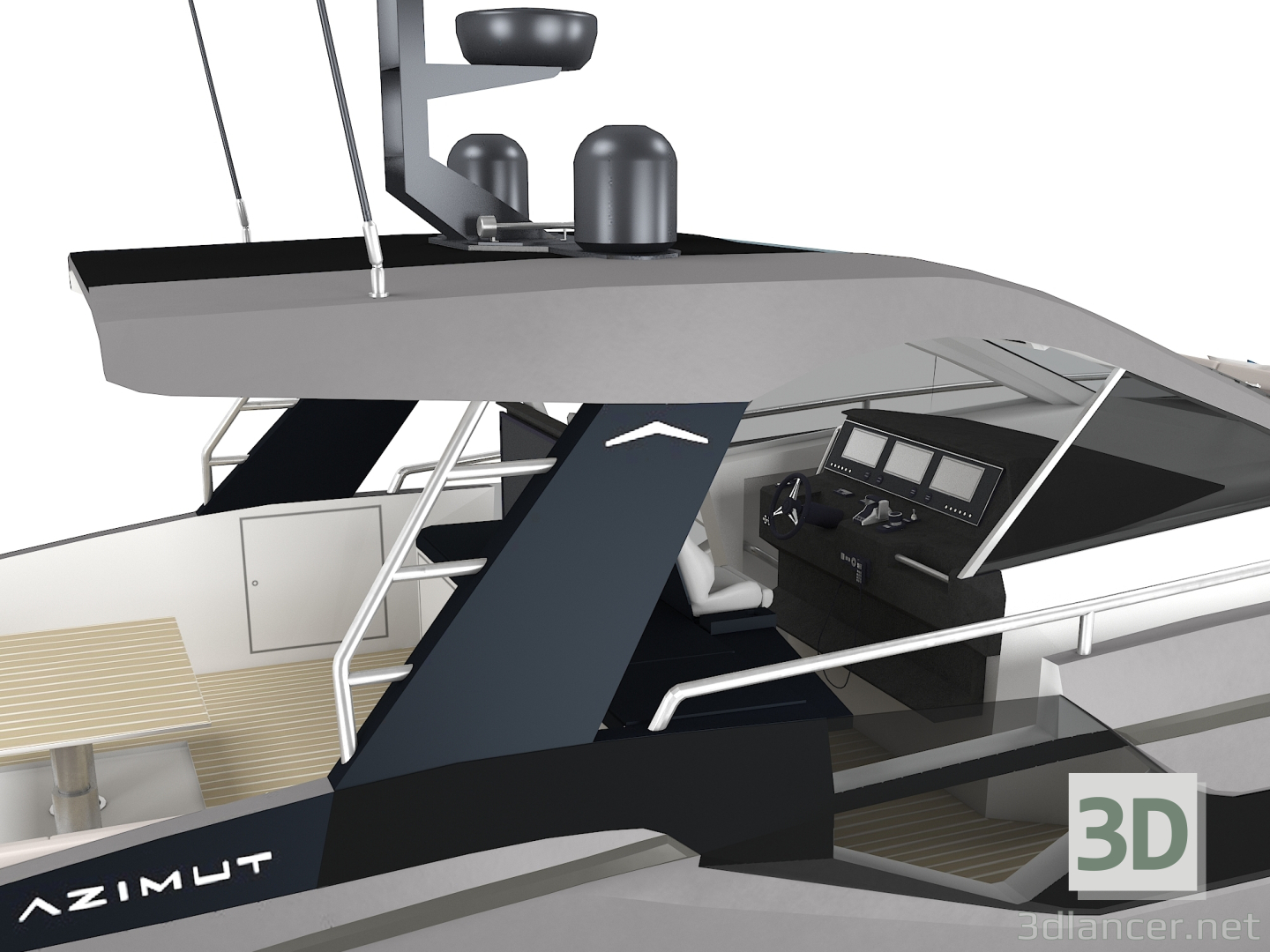 3D Motoryat Azimut Verve 47 modeli satın - render