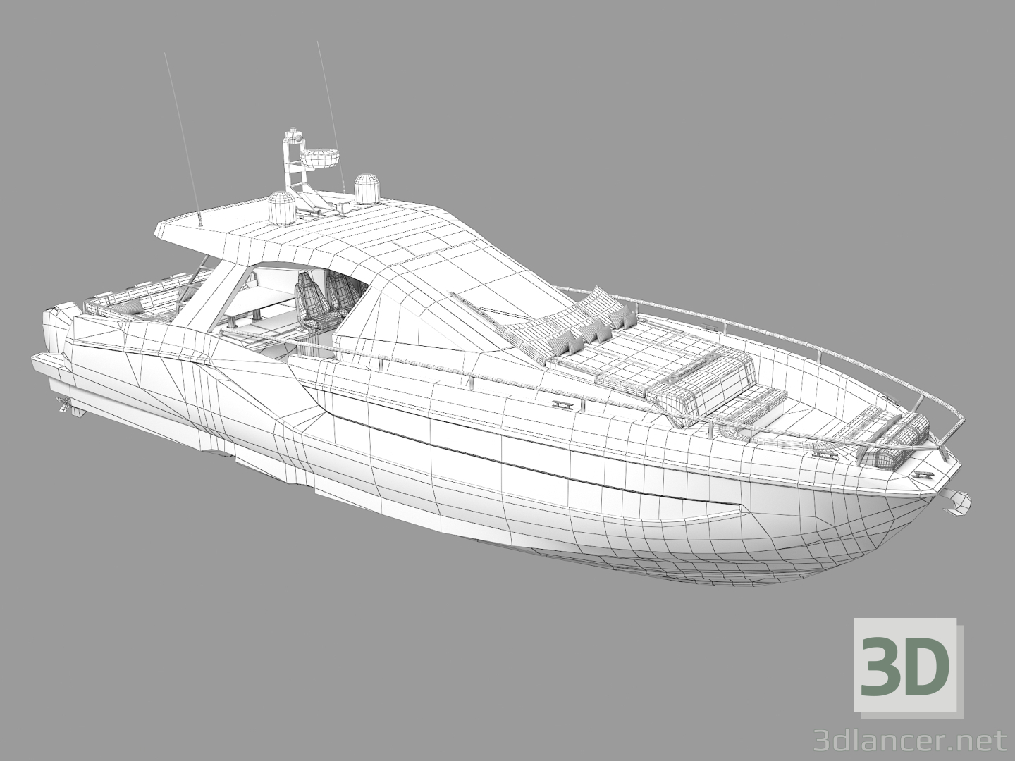 3D Motoryat Azimut Verve 47 modeli satın - render