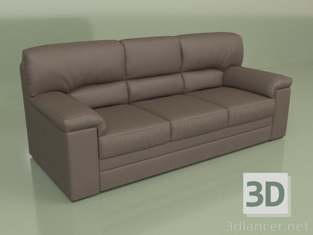 3d model Sofa Ella 3-seater (Brown leather) - preview