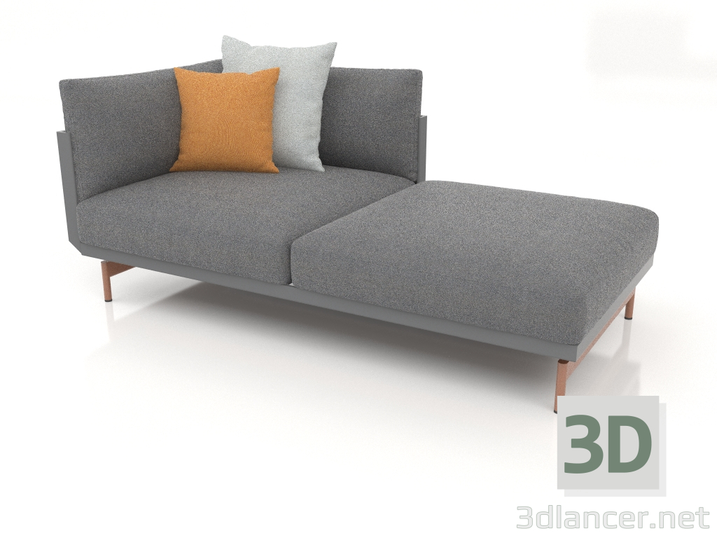 3d model Módulo sofá sección 2 derecha (Antracita) - vista previa