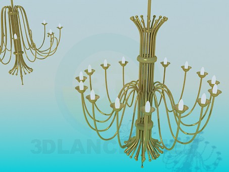 Modelo 3d Dois grandes candelabros no conjunto - preview