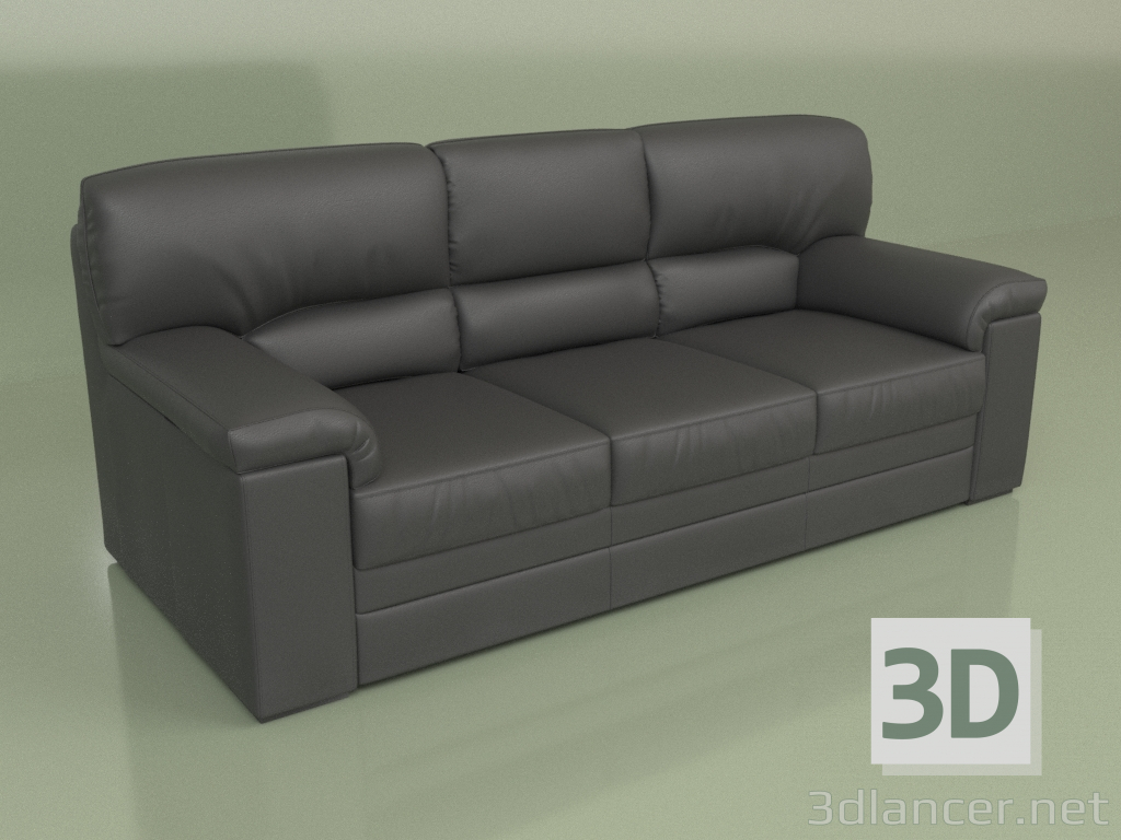 3d model Sofa Ella 3-seater (Black leather) - preview