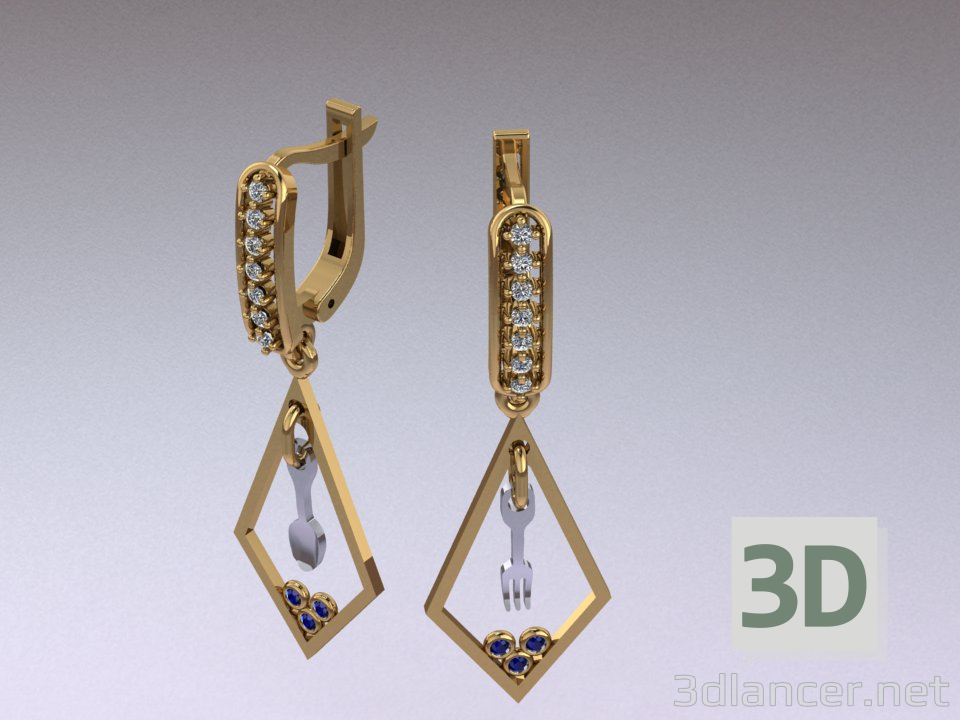 3 डी द हंगर गेम्स इयररिंग्स मॉडल खरीद - रेंडर