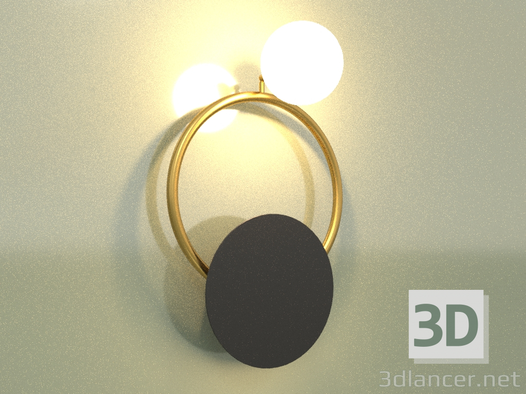 Modelo 3d Luminária de parede PEARL BK+GD 16002 - preview