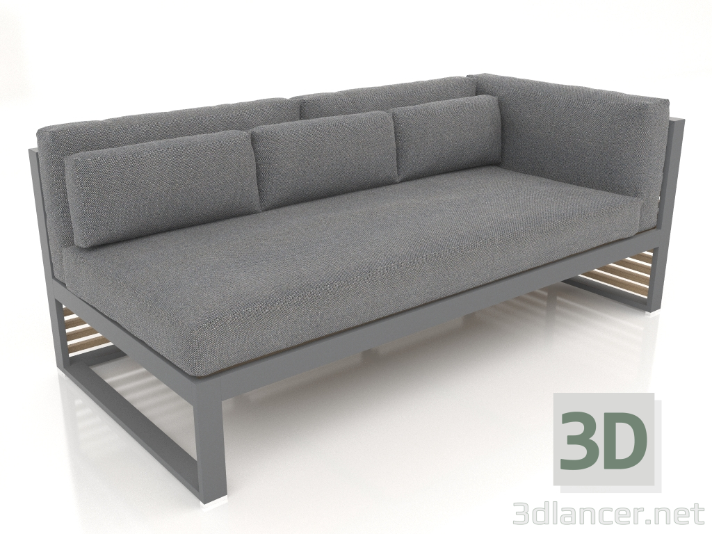 modèle 3D Canapé modulable, section 1 droite (Anthracite) - preview