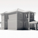 3d Two-storey residential building with a large terrace model buy - render