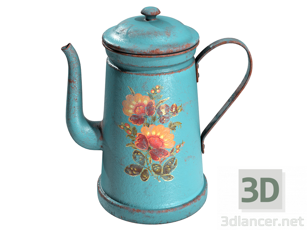 3D Modell Retro Kaffeekanne mit Grunge Textur - Vorschau