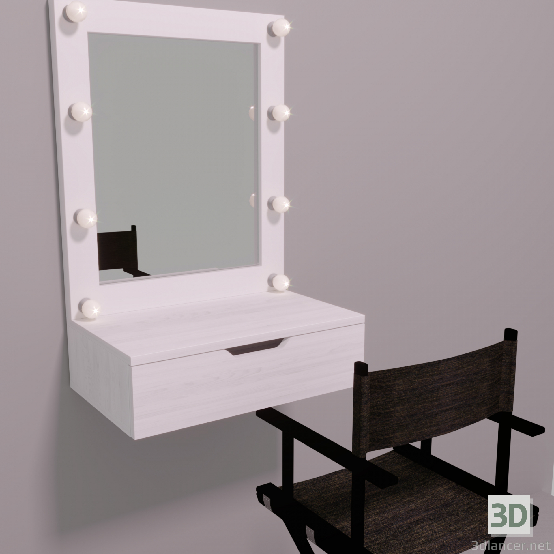 Espejo de maquillaje y sillón de maquillaje 3D modelo Compro - render