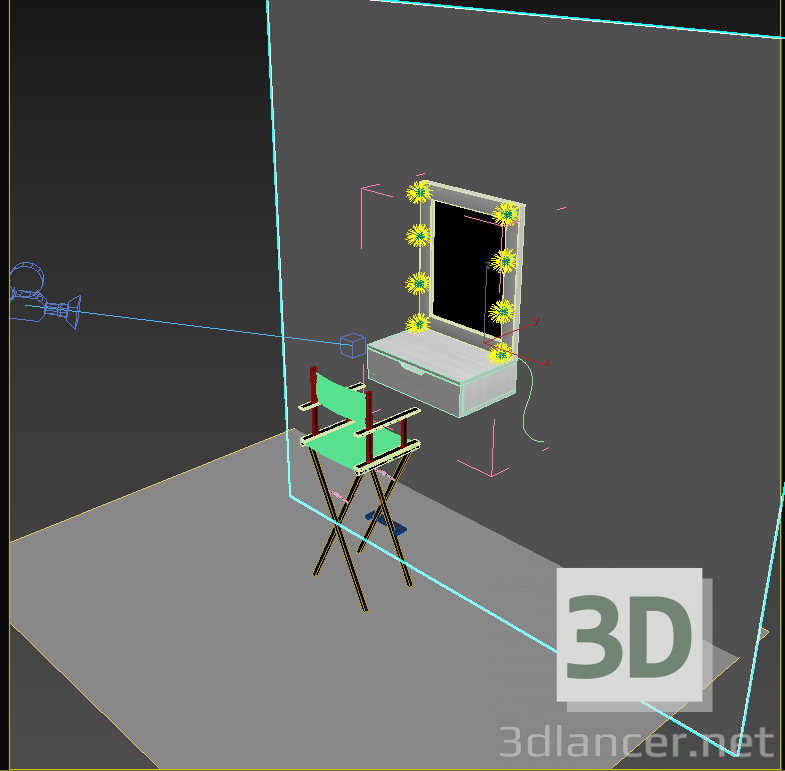 Schminkspiegel und Schminkstuhl 3D-Modell kaufen - Rendern