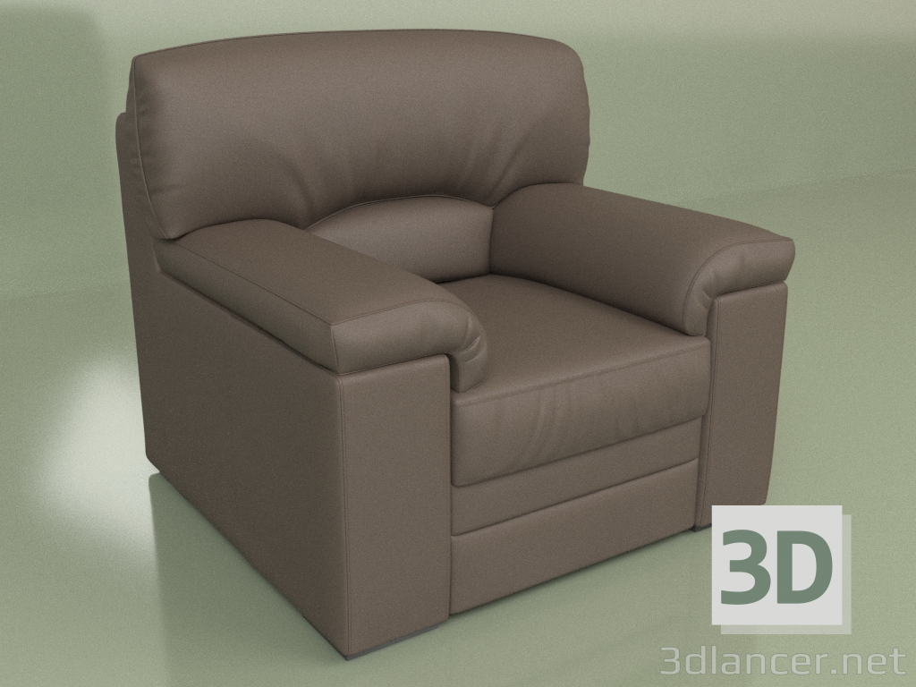 modèle 3D Fauteuil Ella (Cuir marron) - preview