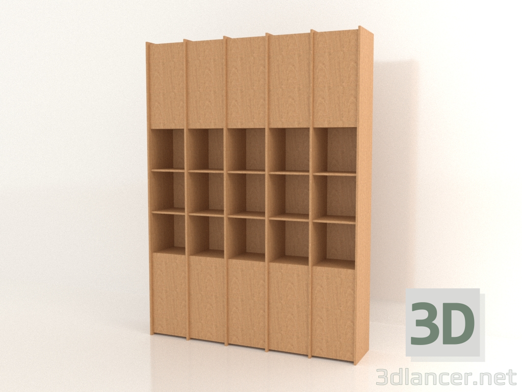 3d модель Модульный стеллаж ST 07 (1908х409х2600, wood mahogany veneer) – превью