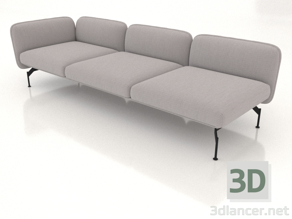 3d model 3-seater sofa module with an armrest on the left - preview