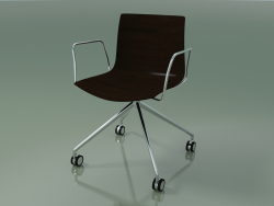 Silla 0386 (4 ruedas, con reposabrazos, LU1, sin tapizado, wengué)