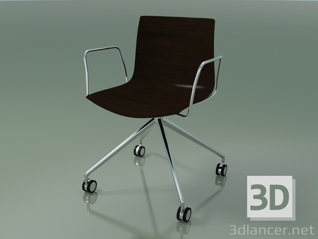 3d модель Стул 0386 (4 колесика, с подлокотниками, LU1, без обивки, wenge) – превью