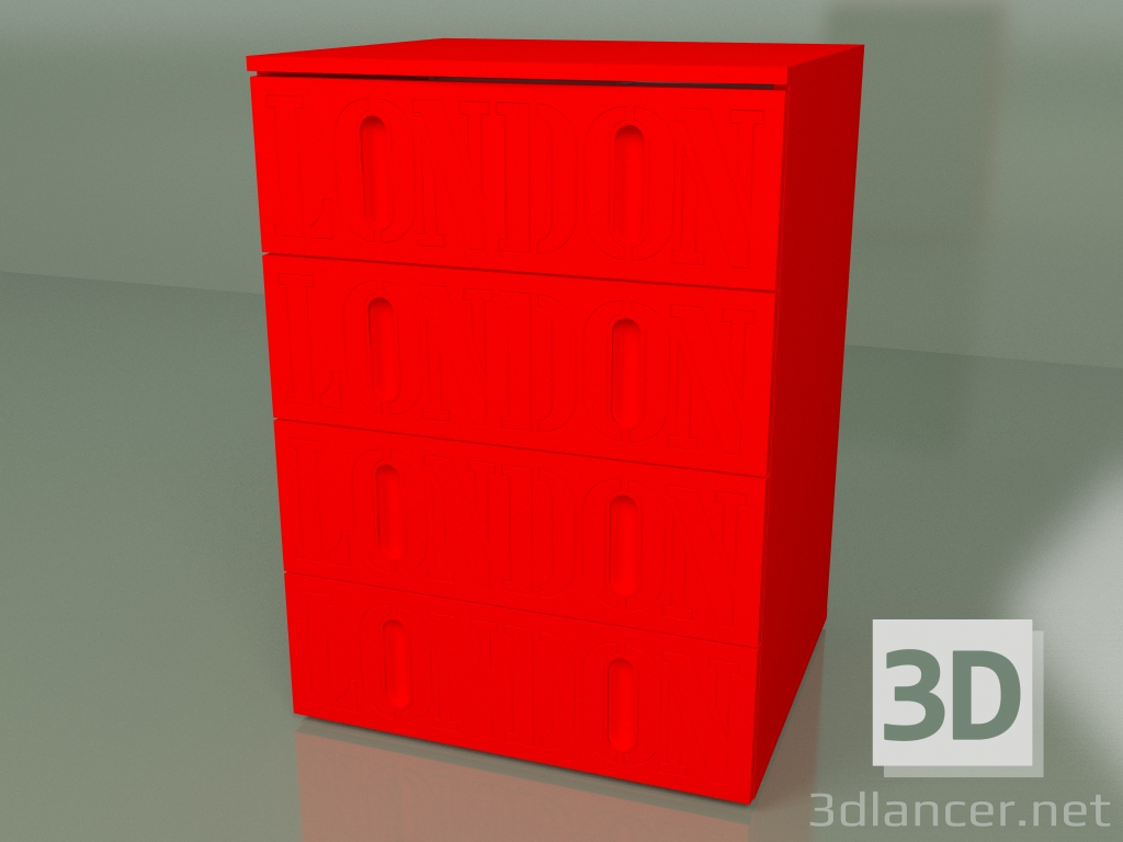 3d model 4 drawer dresser - preview