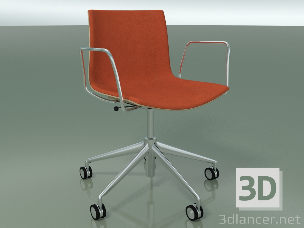 3D Modell Stuhl 0335 (5 Rollen, mit Armlehnen, LU1, mit Frontverkleidung, gebleichter Eiche) - Vorschau