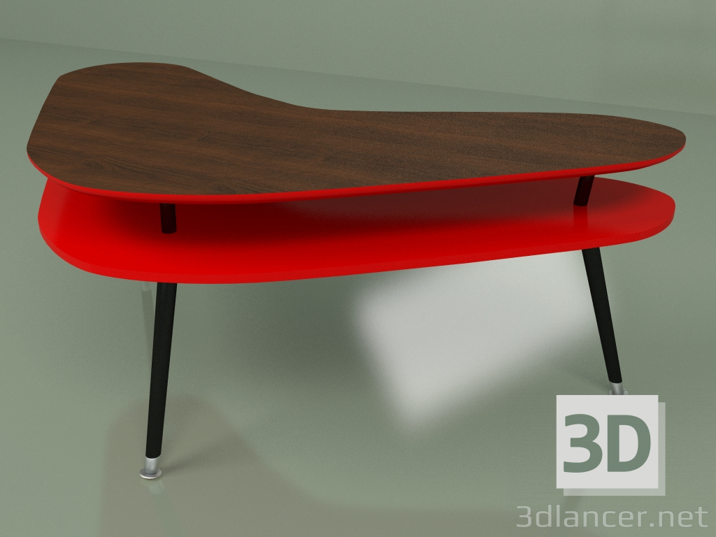 modello 3D Tavolino Boomerang (rosso) - anteprima