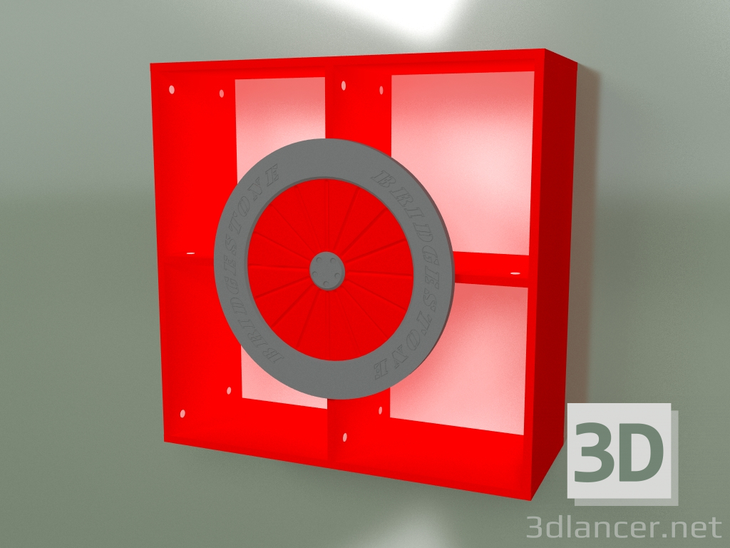 3D Modell Wandregal mit Rollen - Vorschau