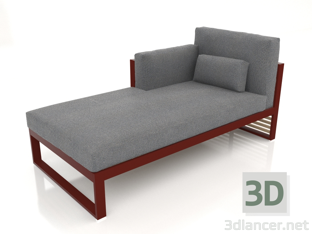 modèle 3D Canapé modulable, section 2 gauche, dossier haut (Bine red) - preview