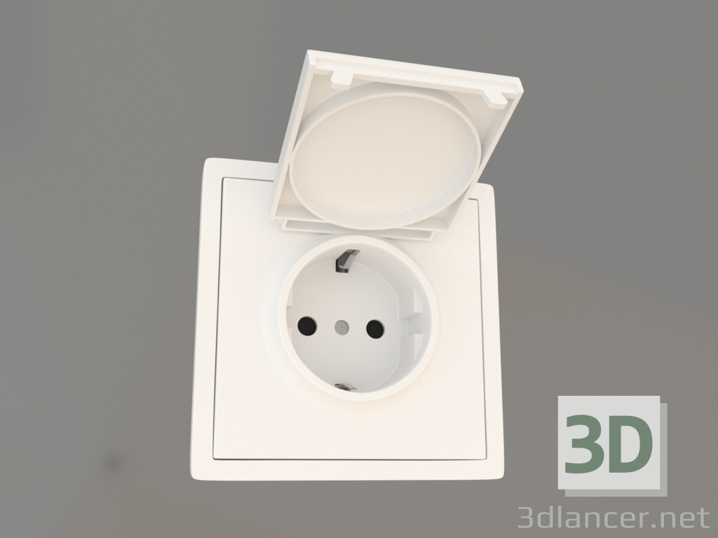 3d model Toma de tierra Schuko con tapa (16A, 250V, de rosca, blanco mate, DA45433) R98 - vista previa