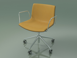 Silla 2048 (5 ruedas, con reposabrazos, cromo, con tapizado delantero, PO00404)