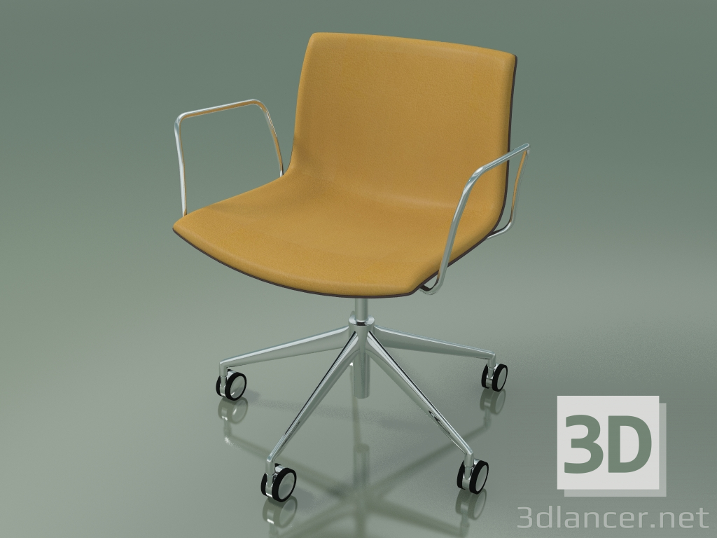 modello 3D Sedia 2048 (5 ruote, con braccioli, cromata, con rivestimento frontale, PO00404) - anteprima