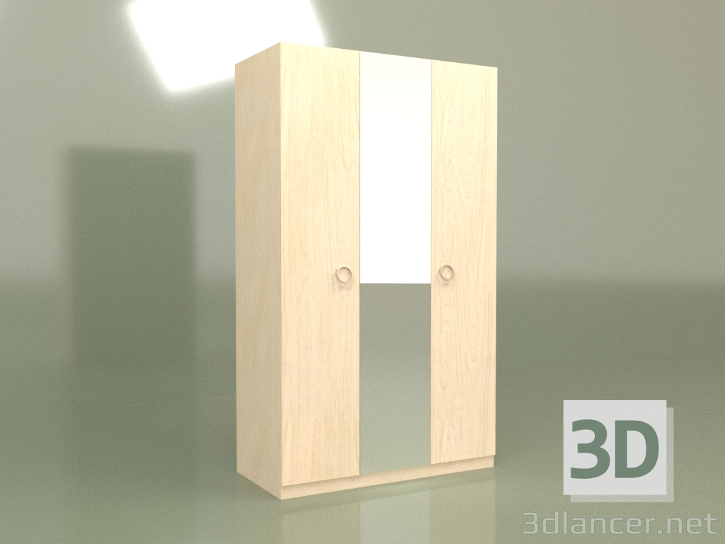 modello 3D Armadio 3 ante con specchio DN 130Z (Acero) - anteprima