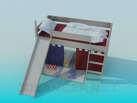 3d model Cama de bebé con la diapositiva - vista previa