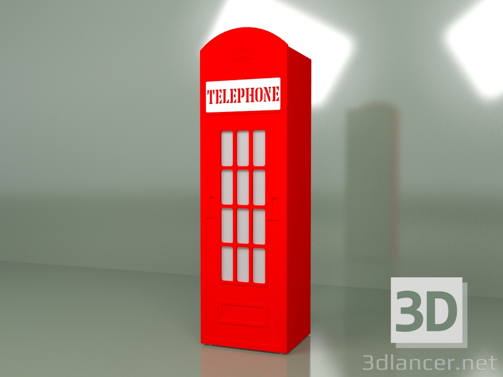 3D Modell Eintüriger Kleiderschrank Telefonzelle - Vorschau