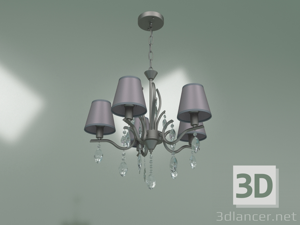 modèle 3D Lustre suspendu 10089-5 (nickel satiné - cristal clair Strotskis) - preview