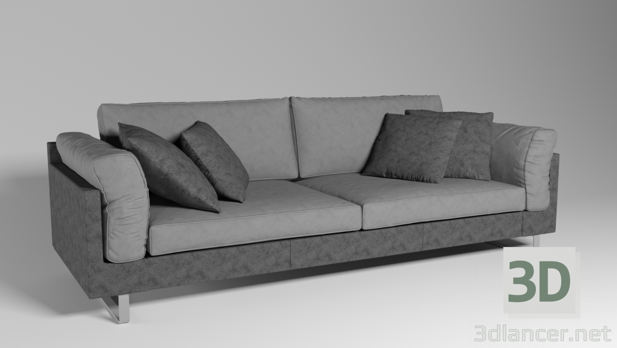 3d Sofa - диван с подушками модель купить - ракурс