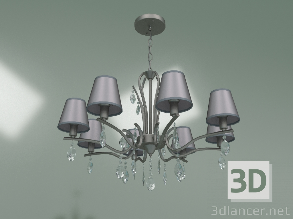 modello 3D Lampadario a sospensione 10089-8 (nickel satinato - cristallo trasparente Strotskis) - anteprima