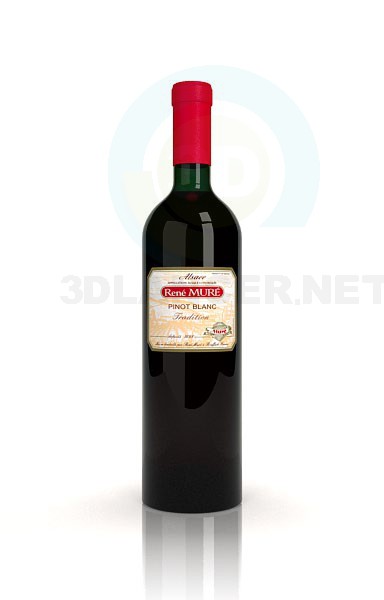 Modelo 3d Garrafa de Vinho - preview