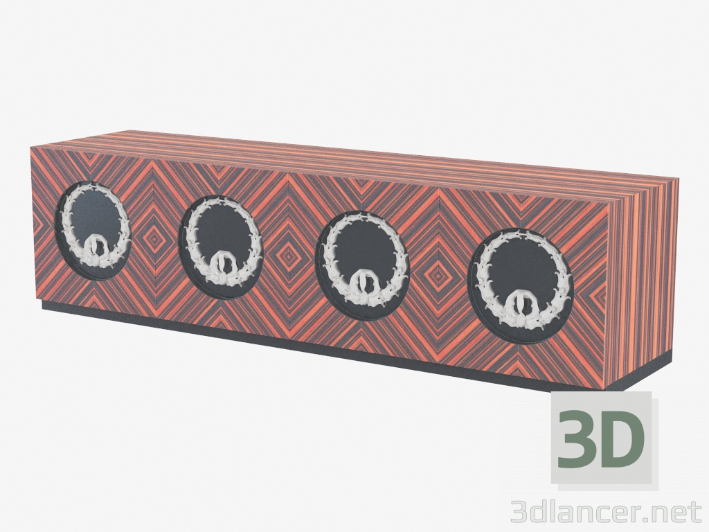 Modelo 3d Buffet de 4 portas (escuro) - preview