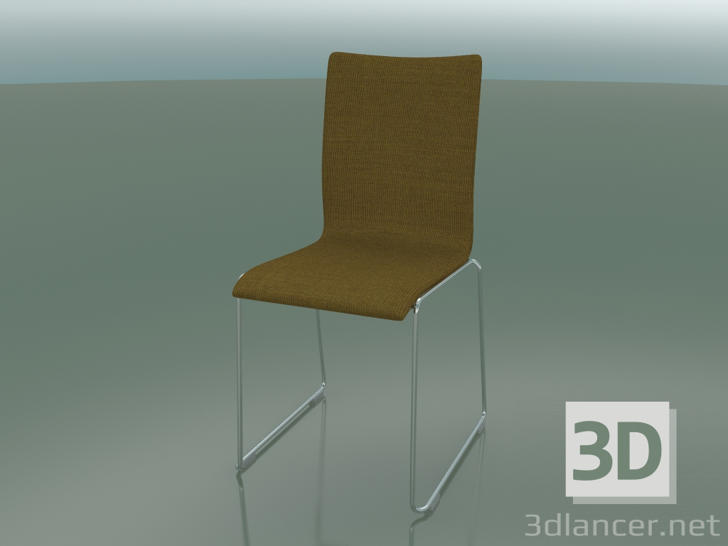 3d model Silla con respaldo alto sobre patín, con tapicería de tela (108) - vista previa